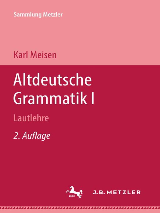 Title details for Altdeutsche Grammatik by Karl Meisen - Available